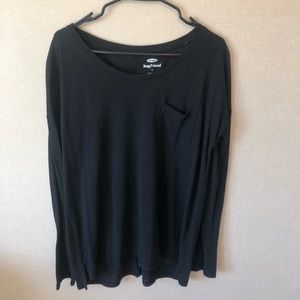 Black Old Navy Long Sleeve Boyfriend Top